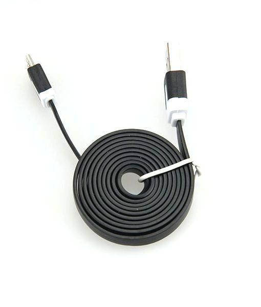 

Кабель micro USB резиновый, плоский 1 м черный Без бренда