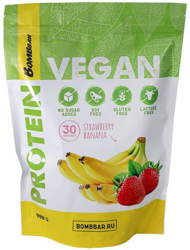 

Протеиновый коктейль BOMBBAR VEGAN Клубнично-Банановый Смузи (900 грамм)