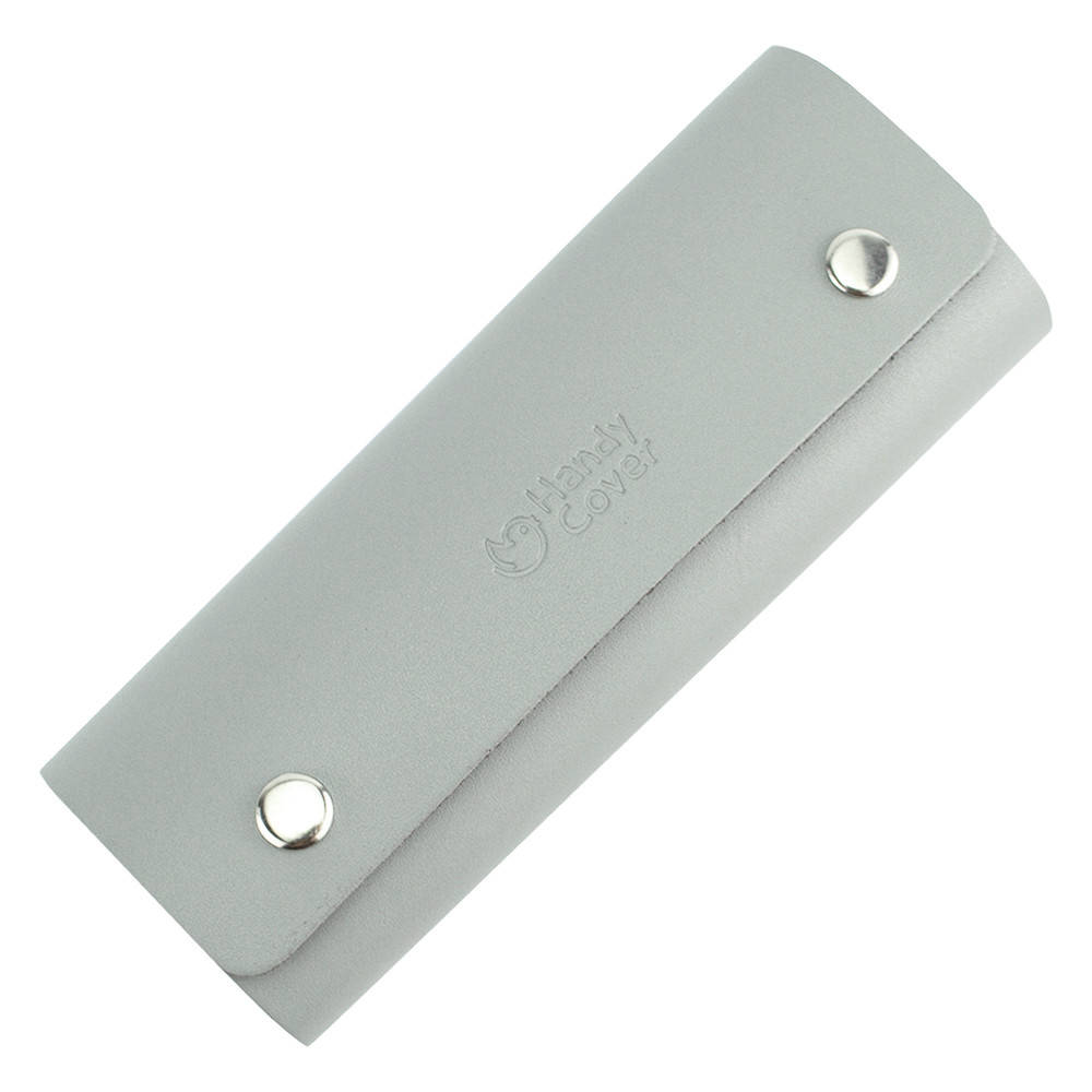 

Ключница кожаная на кнопках с карабинами серая HC0077 grey, Серый