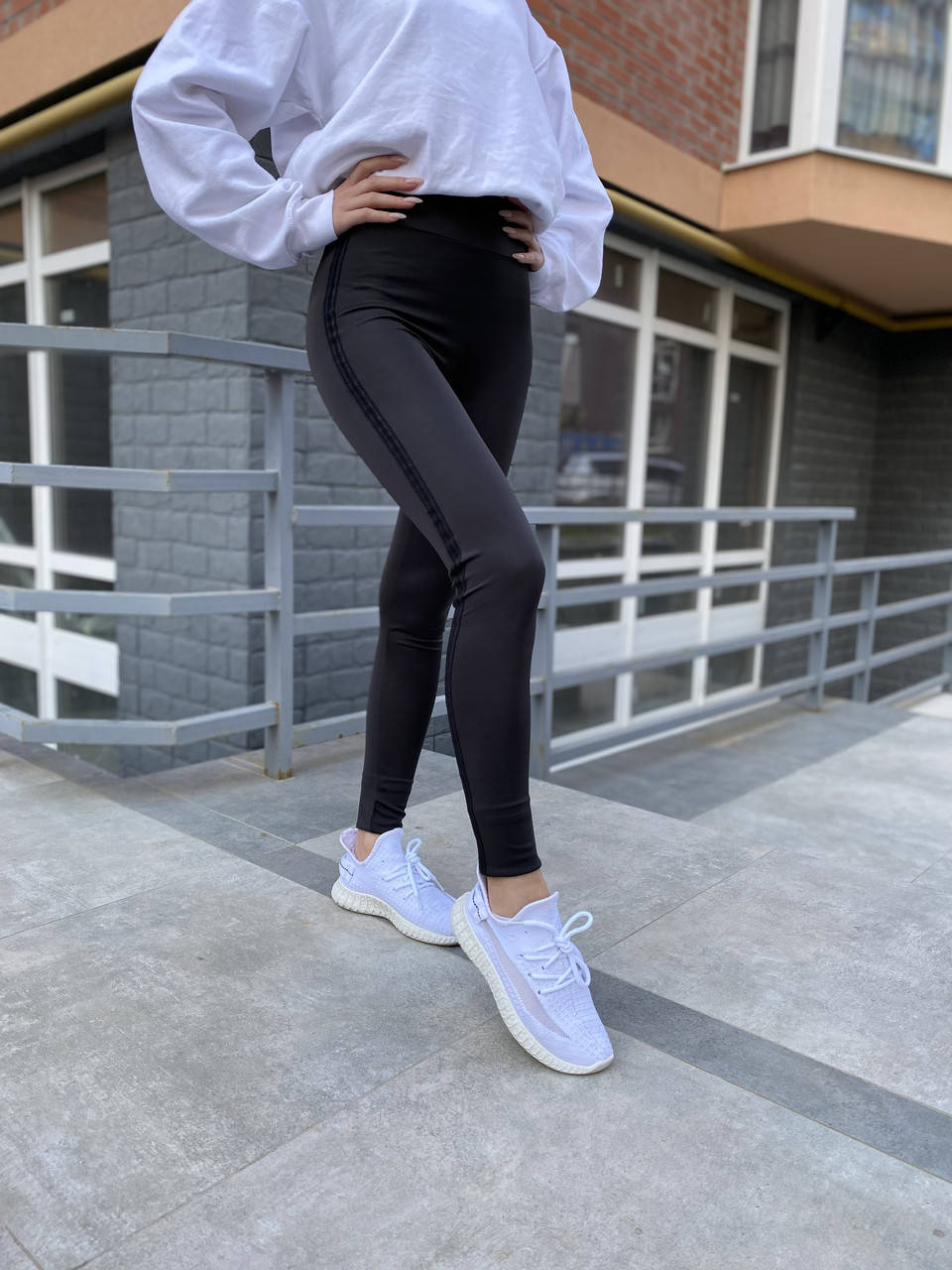 

Женские чёрные лосины с лампасом ZH-100-7 (видеообзор), Черный