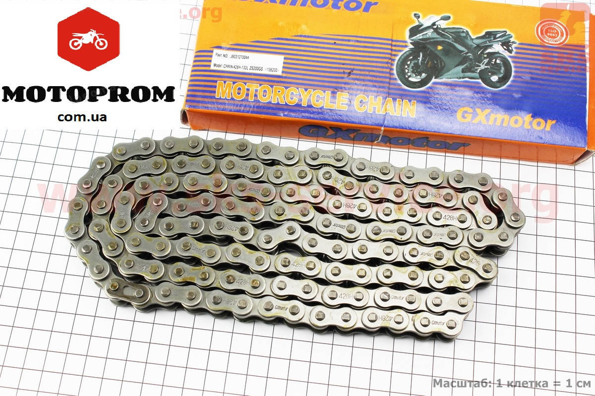 

Мото цепь,мопед цепь привод колеса 428H*132L (GXmotor)