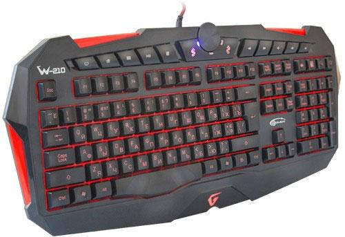

Клавиатура Gemix W-210 игровая черная, USB, регулируемая LED подсветка клавиатуры (красная, синяя).