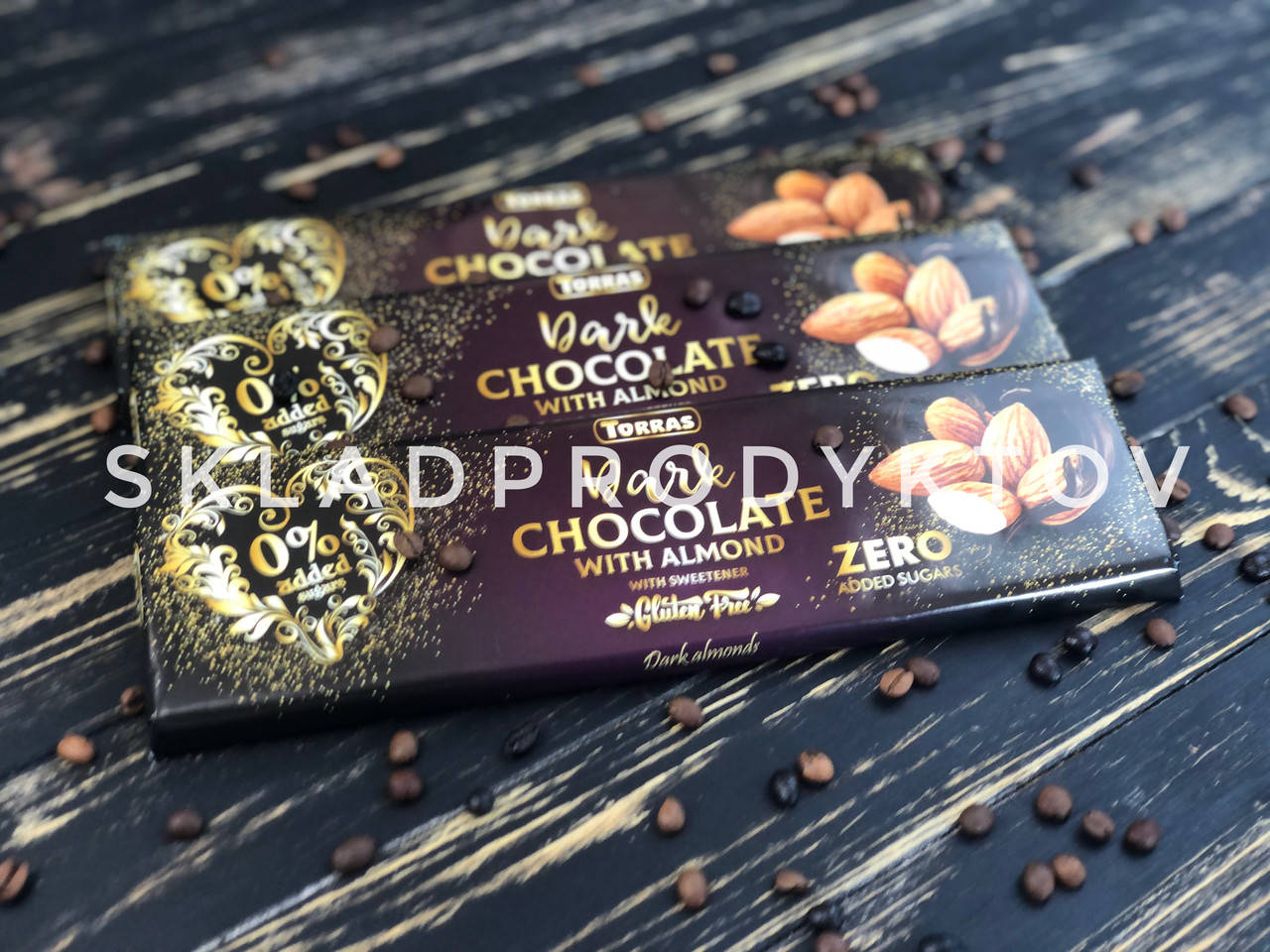

Черный шоколад Torras с миндалем без сахара, 300г