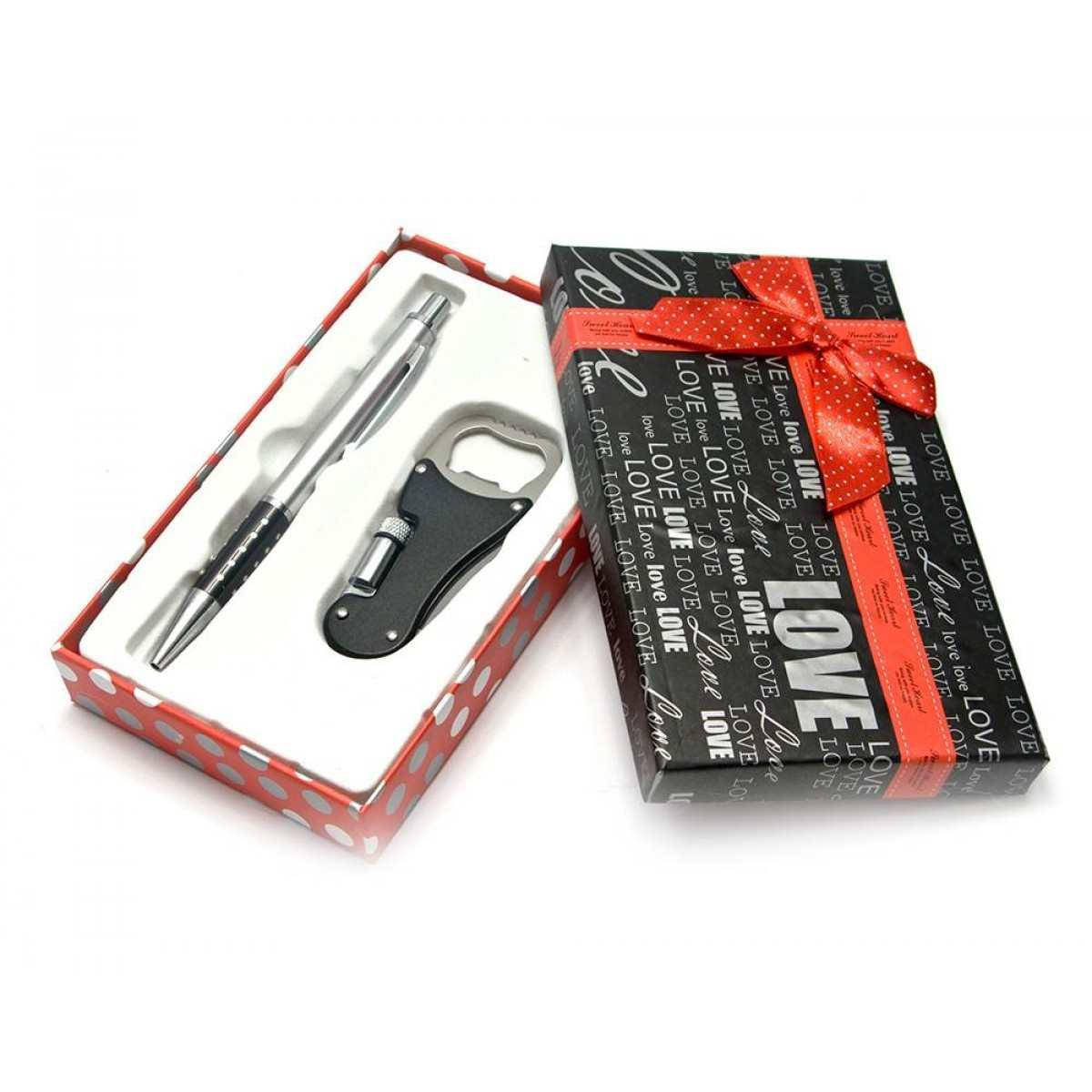 

Ручка с открывашкой ножем фонариком набор (16,5х10х3 см)