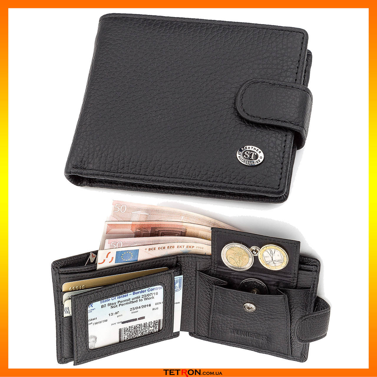 

Кожаный кошелек мужской черный ST Leather