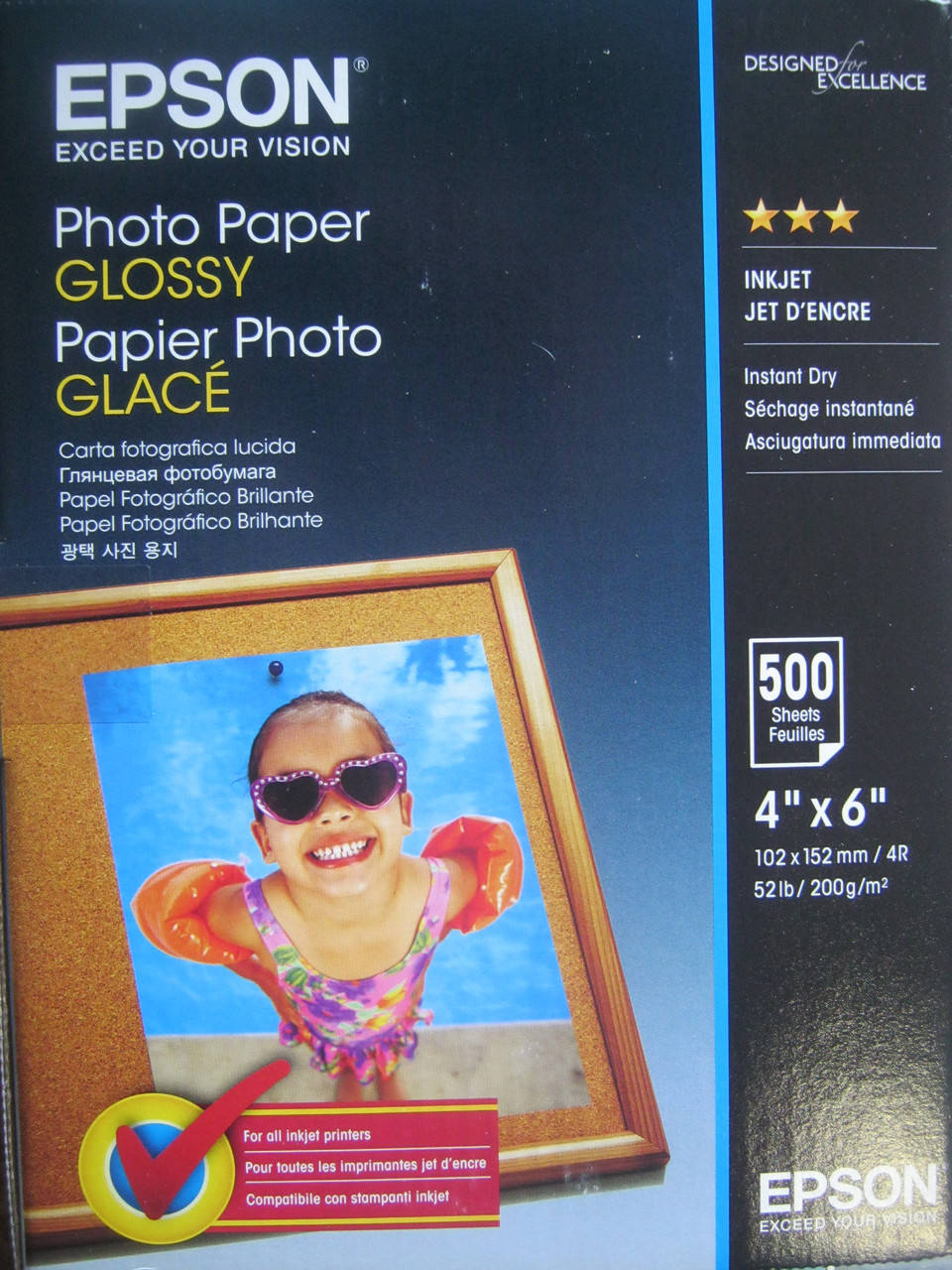 

Фотобумага Epson, глянцевая, A6 (10x15), 200 г/м2, 500 л (C13S042549)