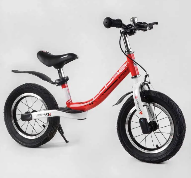 

Беговел, велобег Corso "Alpha Sport" 24009 стальная рама, надувные колеса 12", красный