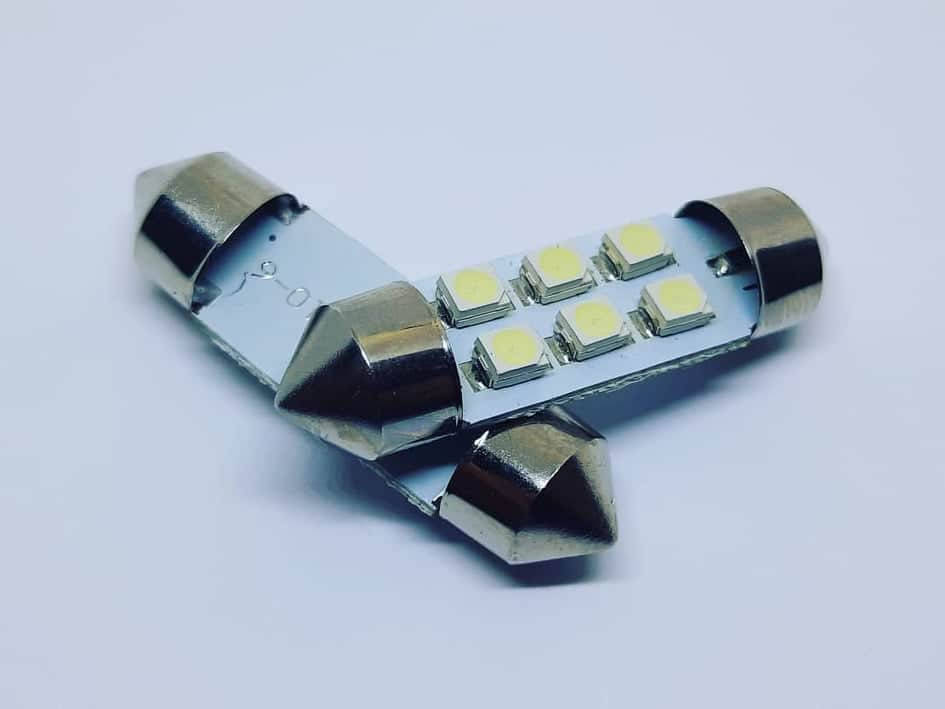 

Лампа SV8,5(C5W, C10W)AC 12V LED 6х1210 white 36mm резистор