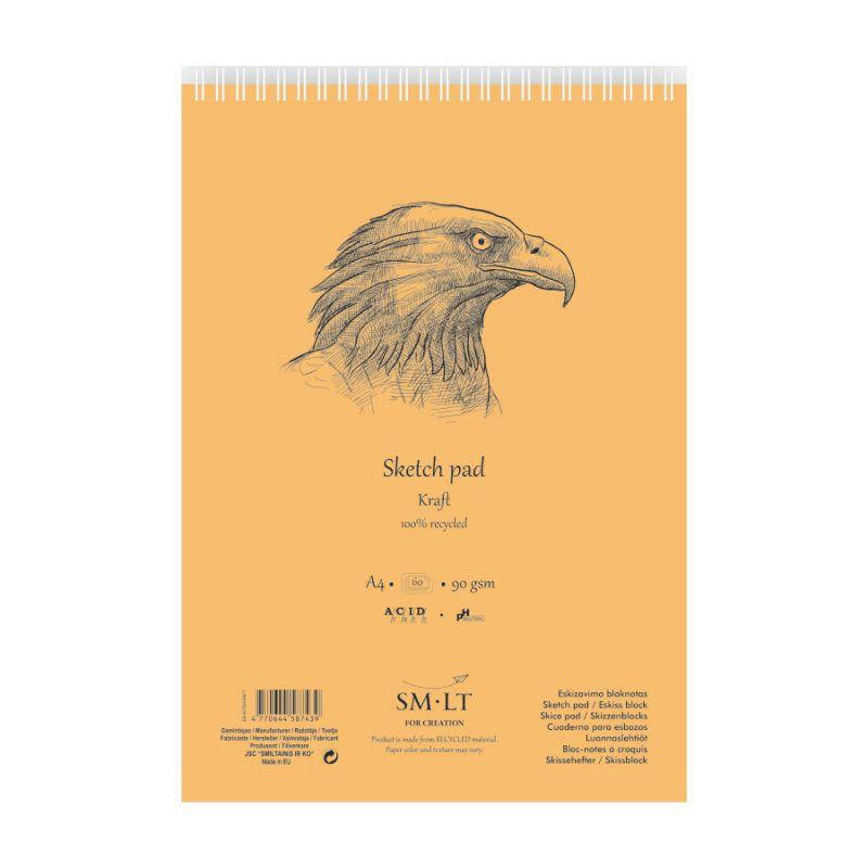 

Альбом для ескизов на спирали AUTHENTIC (Kraft) А4, 90г/м2, 60л, коричневый цвет, SMILTAINIS EB-60TS/KRAFT