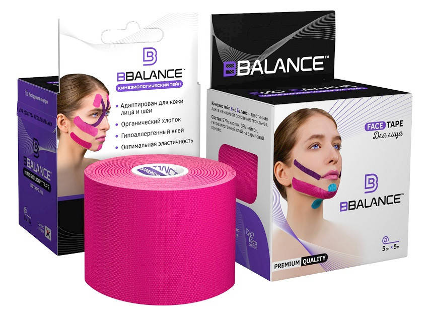 

Тейп для лица BB FACE TAPE 5 см × 5 м шелк розовый