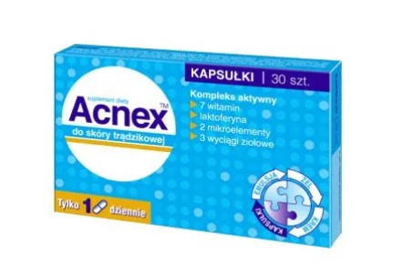 

Acnex витамины, лактоферин, экстракты для кожи, склонной к акне, 30 капсул