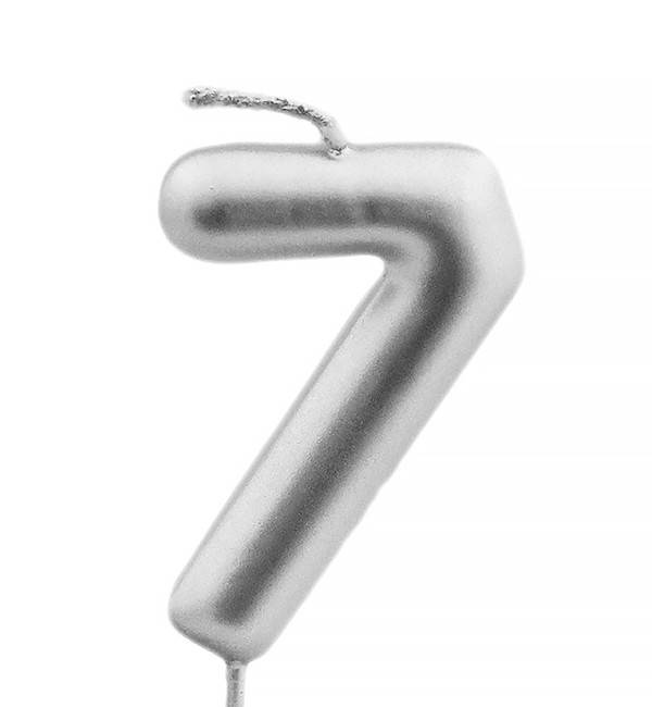 

Свечи - цифры в торт "7", высота - 7 см, цвет - серебро (металлик)