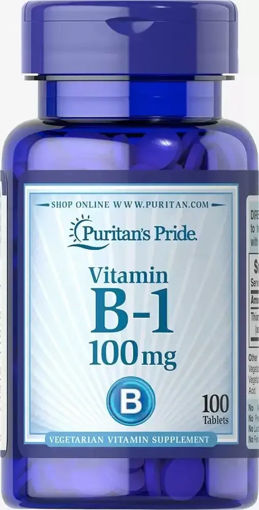 

Витамин В1, Vitamin B-1, Puritan's Pride, 100 мг, 100 таблеток (PTP-11670)