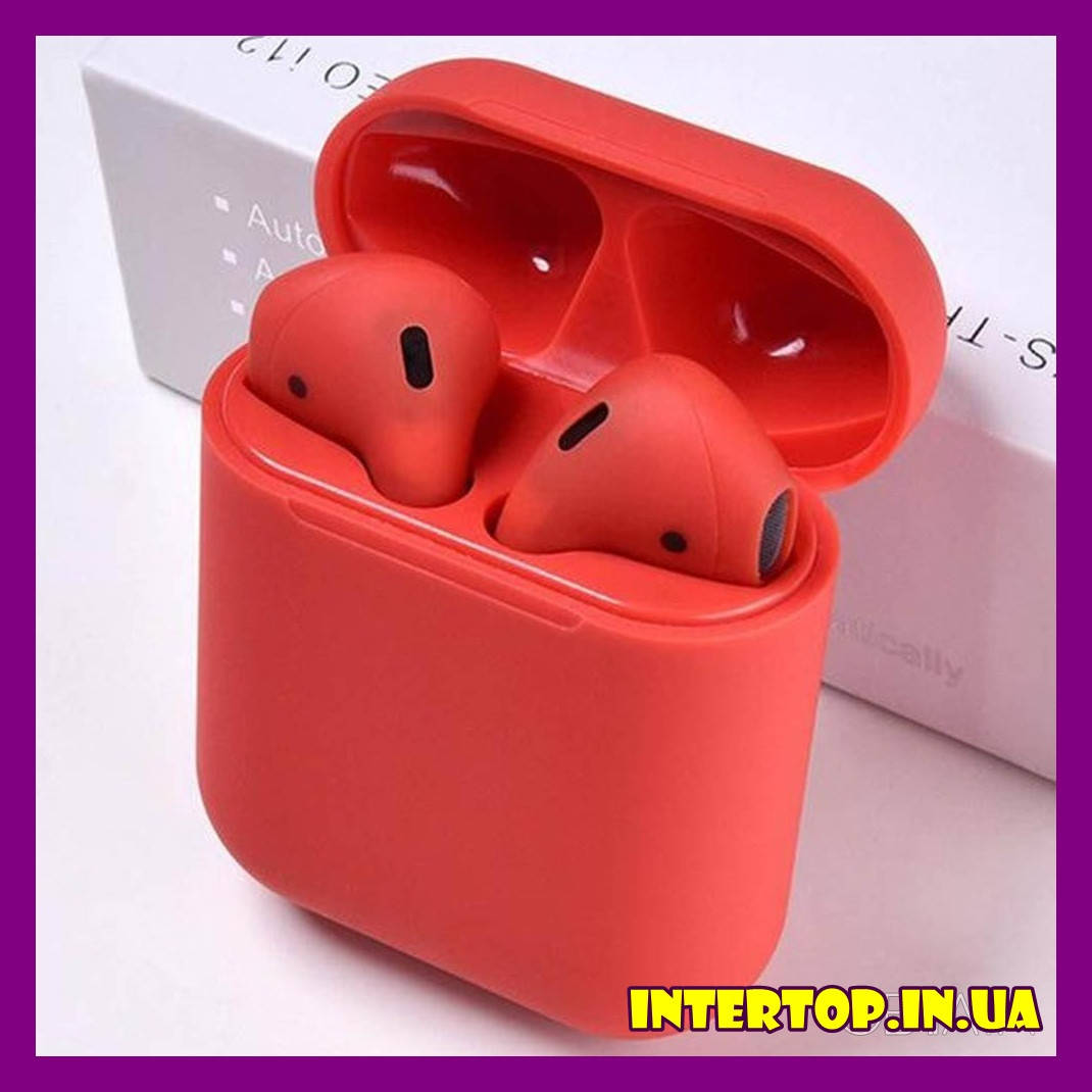 

Беспроводные наушники TWS i12 Premium AirPods красный цвет + чехол в Подарок