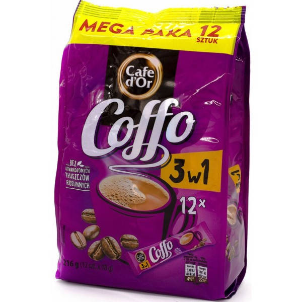 

Кофе растворимый Cafe d`Or Coffo 3в1 в стиках 216 г, 12 шт