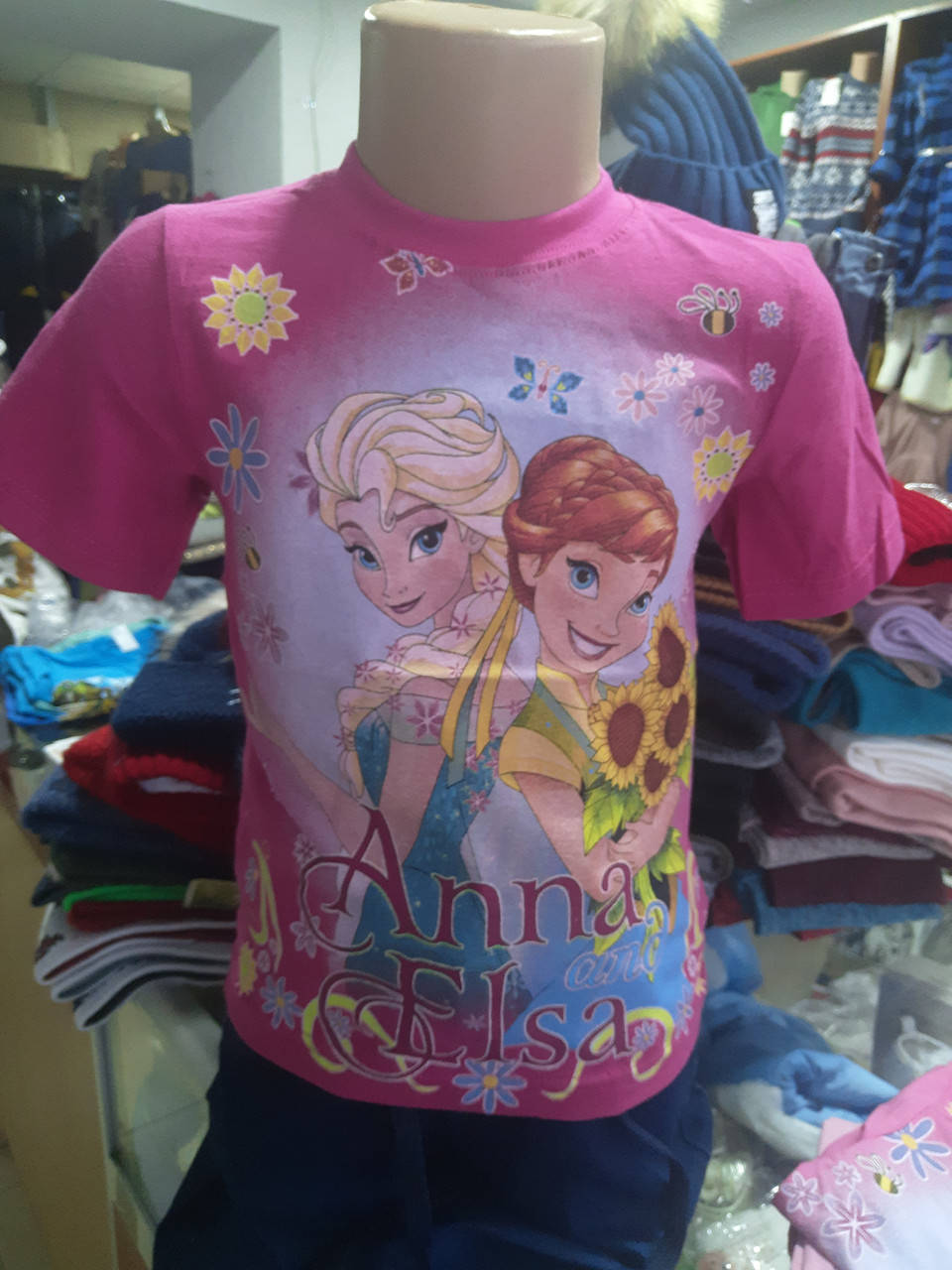 

Детская футболка для девочки Холодное Сердце р. 92 - 128, Розовый