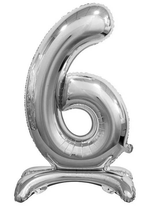 

Фольгована куля цифра "6" на підставці в упаковці. Колір:Срібло . Розмір: 80см., Серебристый