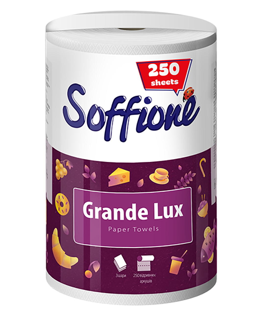 

/Полотенца целлюлозные Soffione GRANDE LUX по 1 рул на гильзе 3х сл белый
