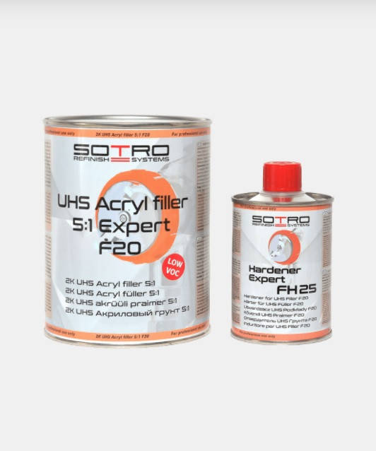 

Автомобильный грунт наполнитель акриловый SOTRO 2K UHS Acryl filler 5: 1 Expert F20 1,0 л - белый