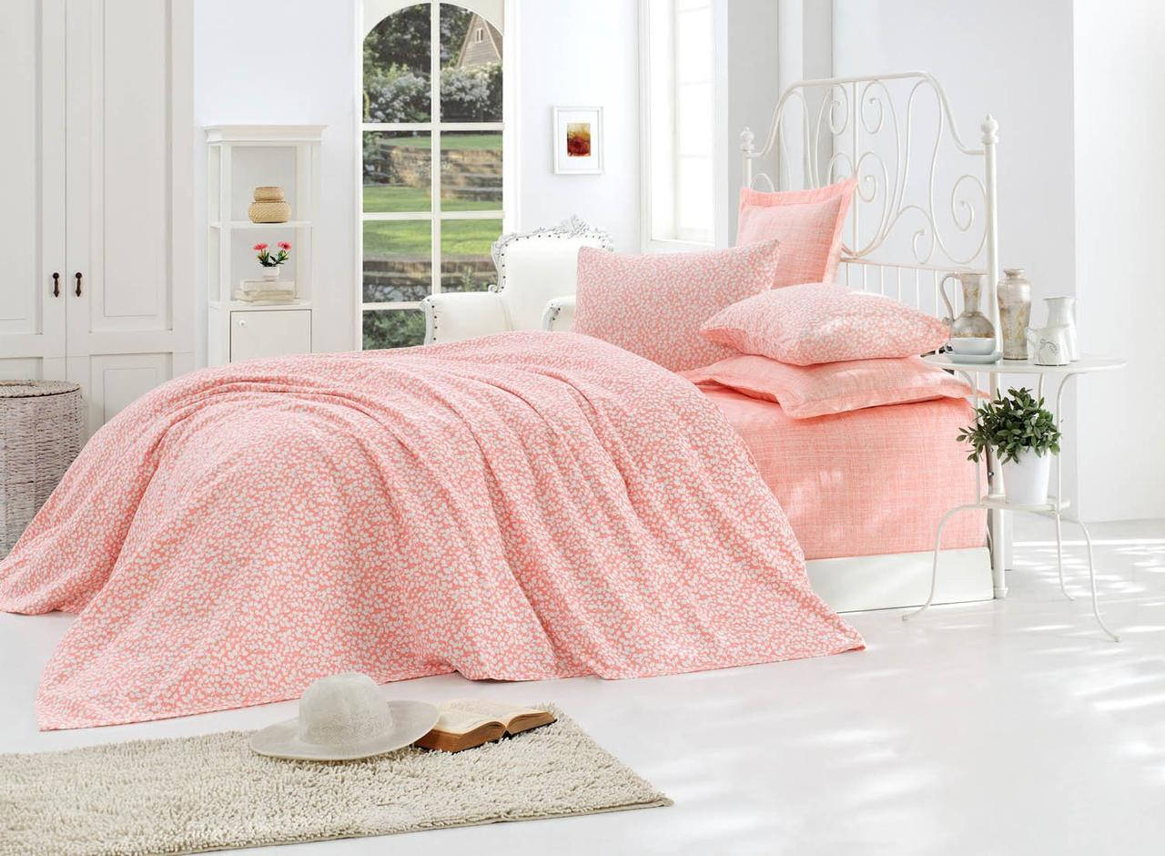 

Покрывало пике Eponj Home - Duille somon лососевый вафельное 200*235