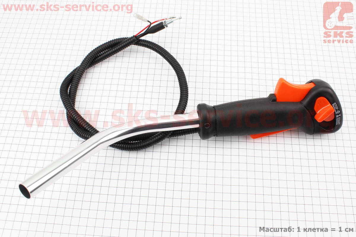 

Ручка газа + трос Тип №7, (курок "широкий", с трубой) для мотокос и триммеров