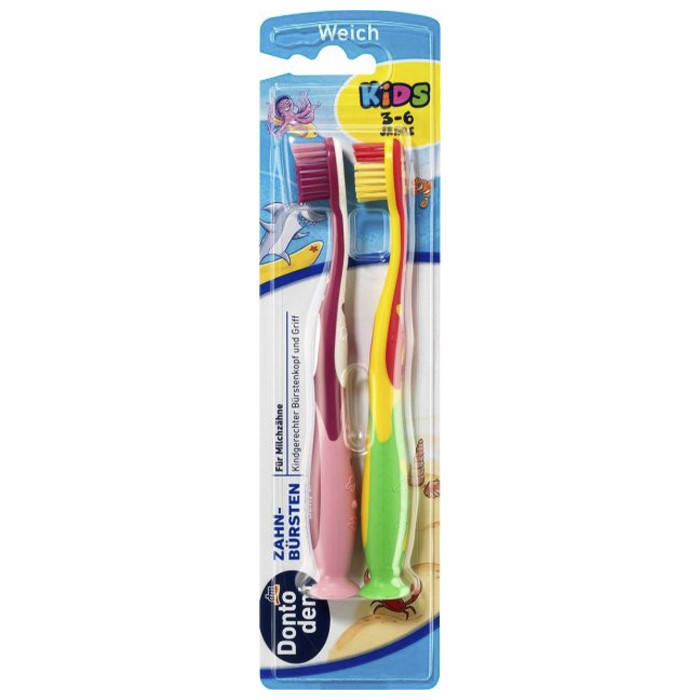 

Зубная щетка Dontodent Kids для детей 3-6 лет мягкая 2 шт
