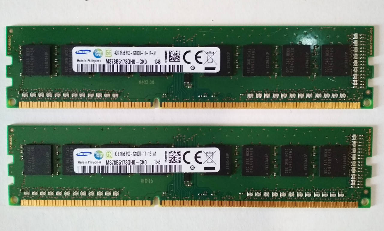 

8GB 2x4GB DDR3 1600MHz Samsung PC3 12800U 1Rx8 RAM Оперативная память