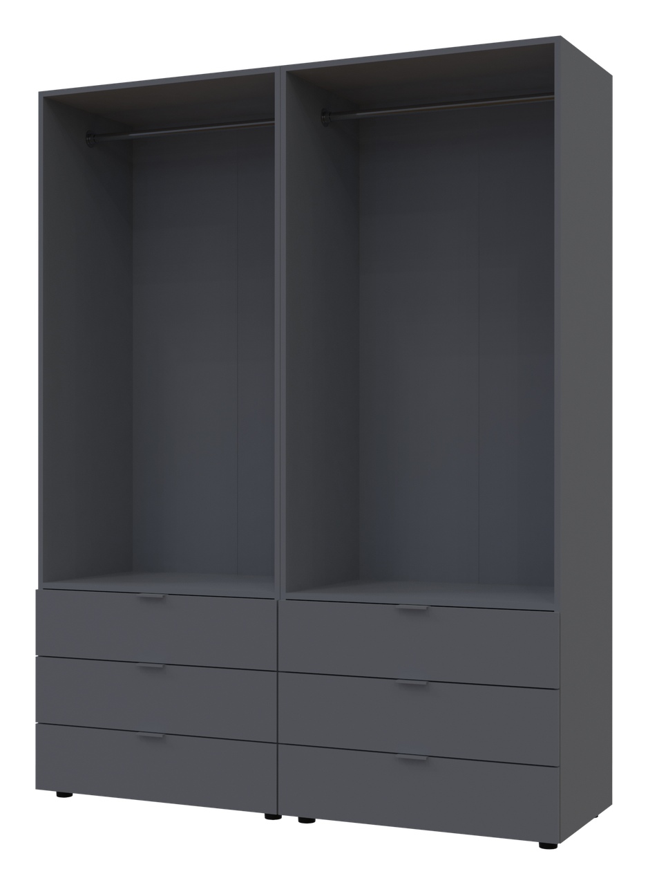 Розпашна Шафа для одягу Doros Гелар комплект Графіт 2+2 ДСП 155х49,5х203,4 (42002131) 3