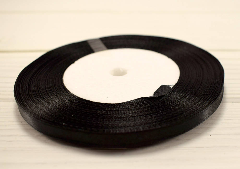 

Лента атласная 0,6 см - №20 черная, Разные цвета