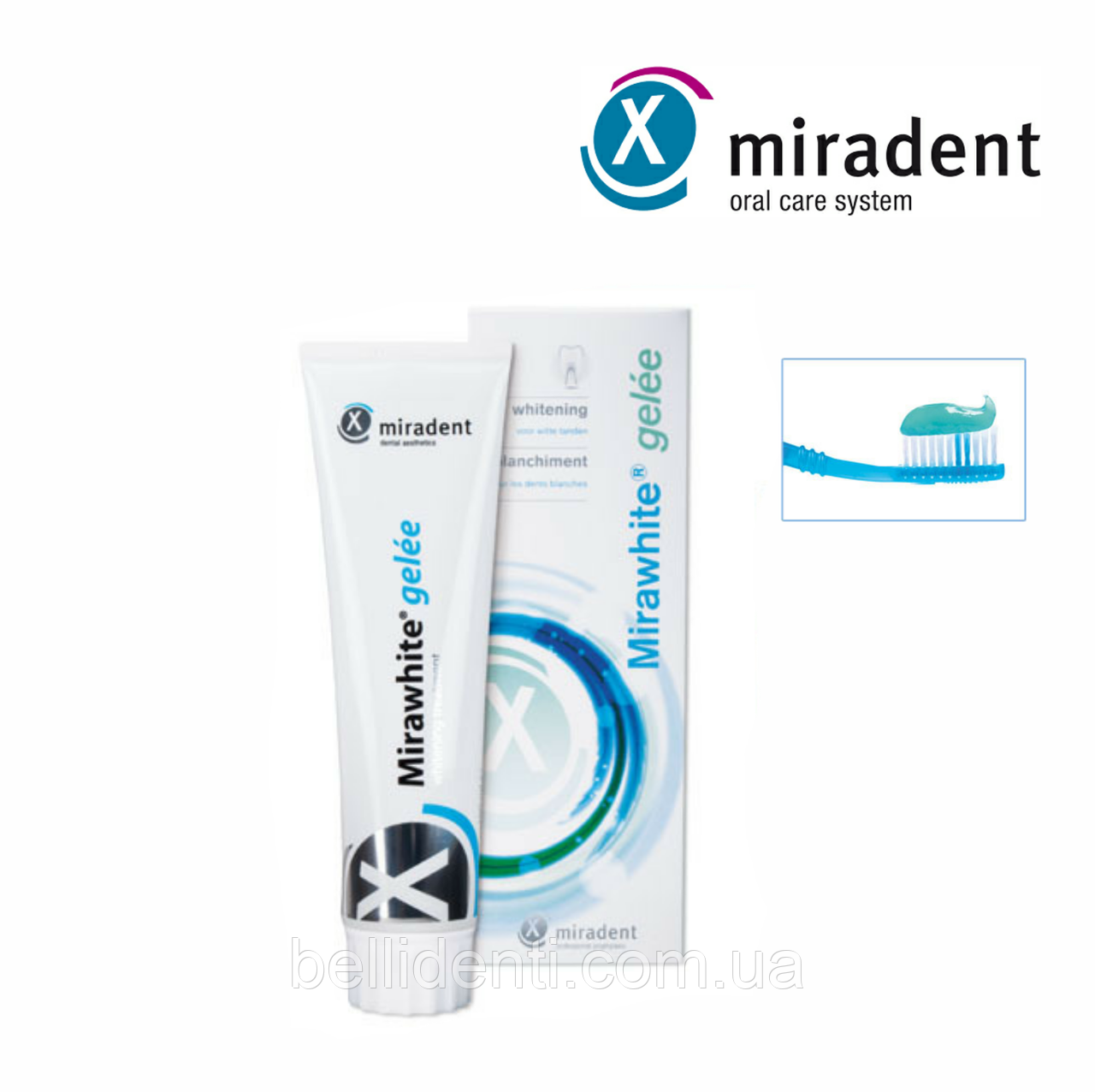 

Зубная паста для отбеливания в домашних условиях Miradent Mirawhite Gelee, 100 мл