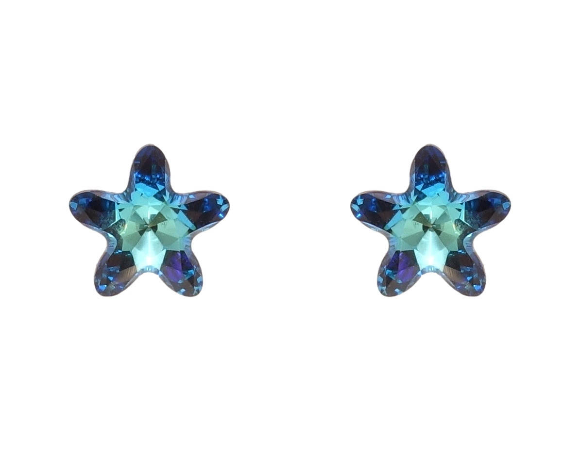 

Серьги Xuping Родий с кр-ми Swarovski гвоздики (пусеты) "Кристальные цветочки Metallic Blue"