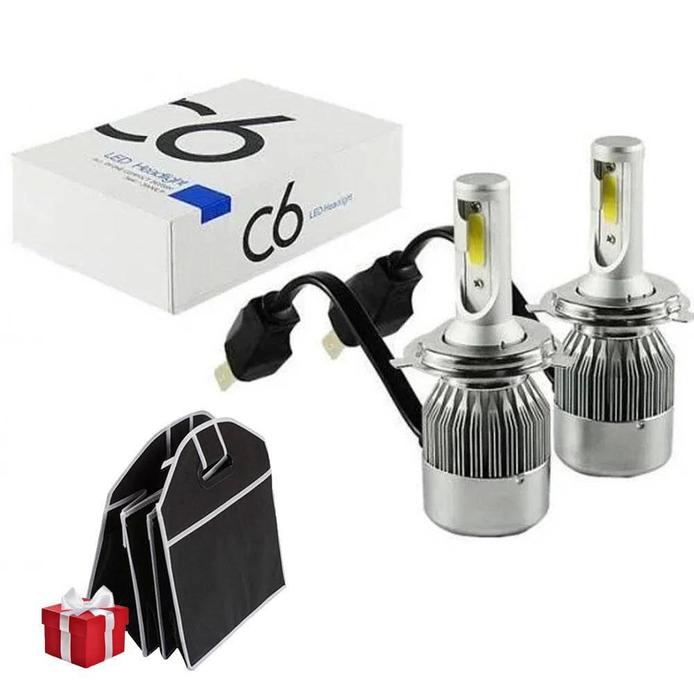 

LED лампы для авто C6 H4 (Цена за 2шт.) + Подарок Автомобильный органайзер в багажник / Ближний, дальний свет