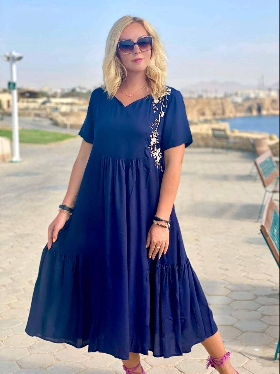 

Летнее платье трапеция из натуральной ткани(XL-4XL)