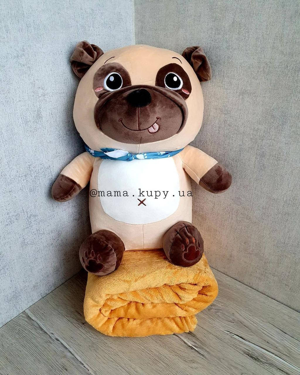 

Игрушка 3в1 плед 100*160 подушка собака пес, Бежевый