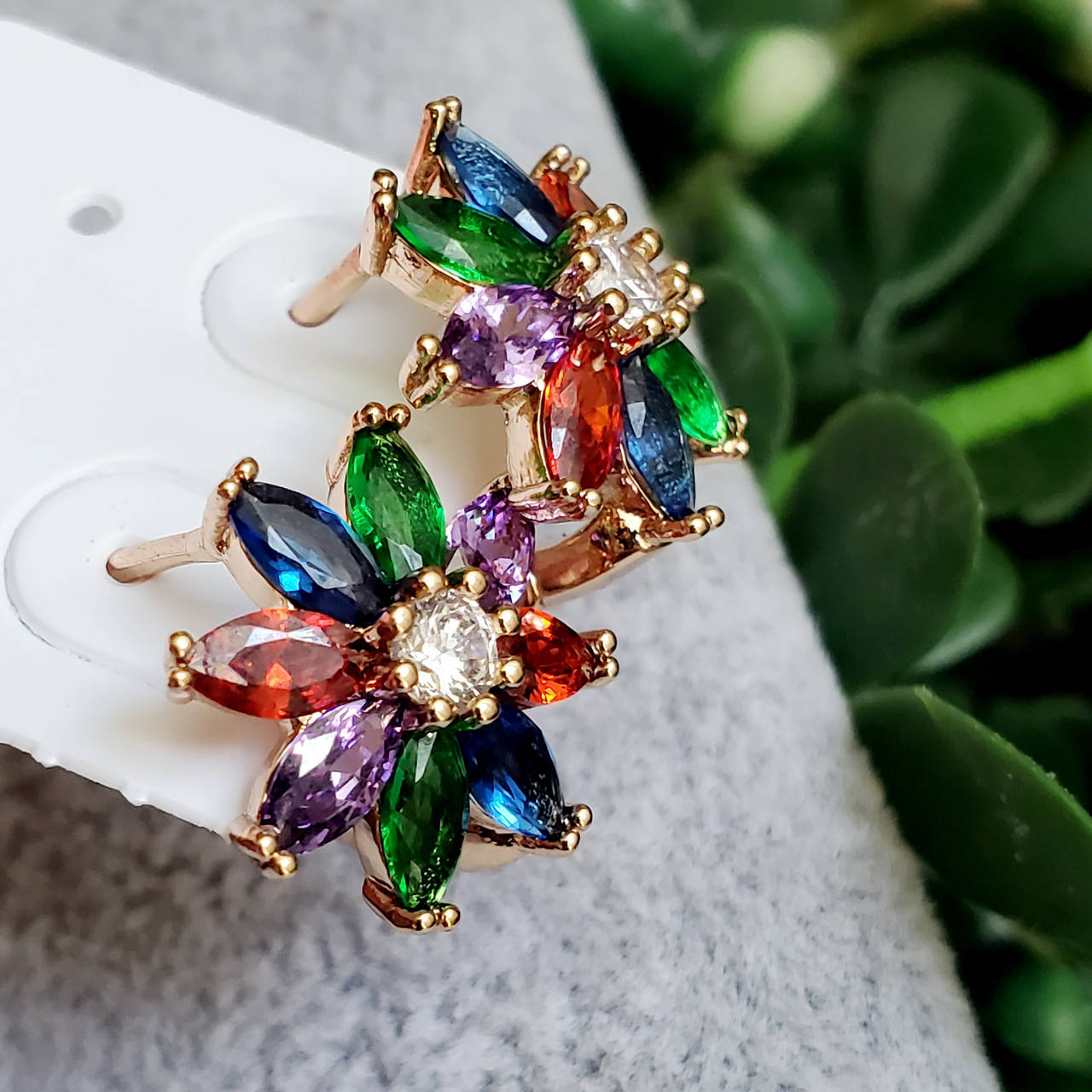

Серьги Xuping длина 1.5см медицинское золото цирконий с678