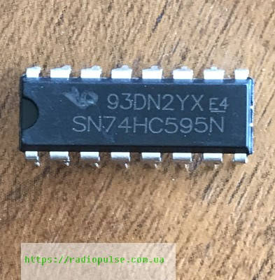 

Микросхема 74HC595 ( SN74HC595N , M74HC595BR ) , DIP16