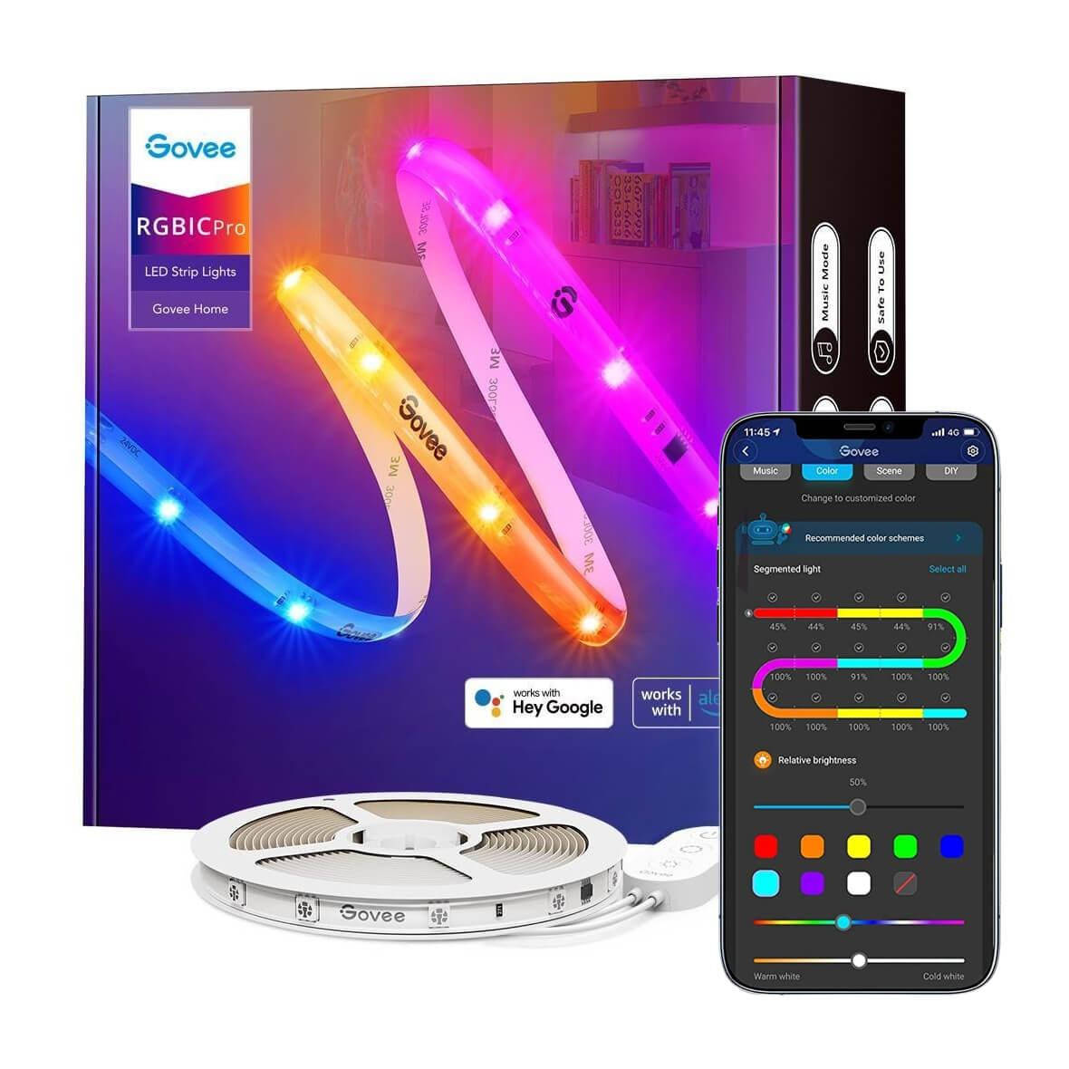 

Умная светодиодная LED лента 10 метров Govee RGBIC PRO WiFi+Bluetooth с защитным покрытием в силиконе