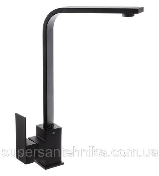 

Смеситель для кухни чёрный из нержавейки Kub 011 Black, Черный