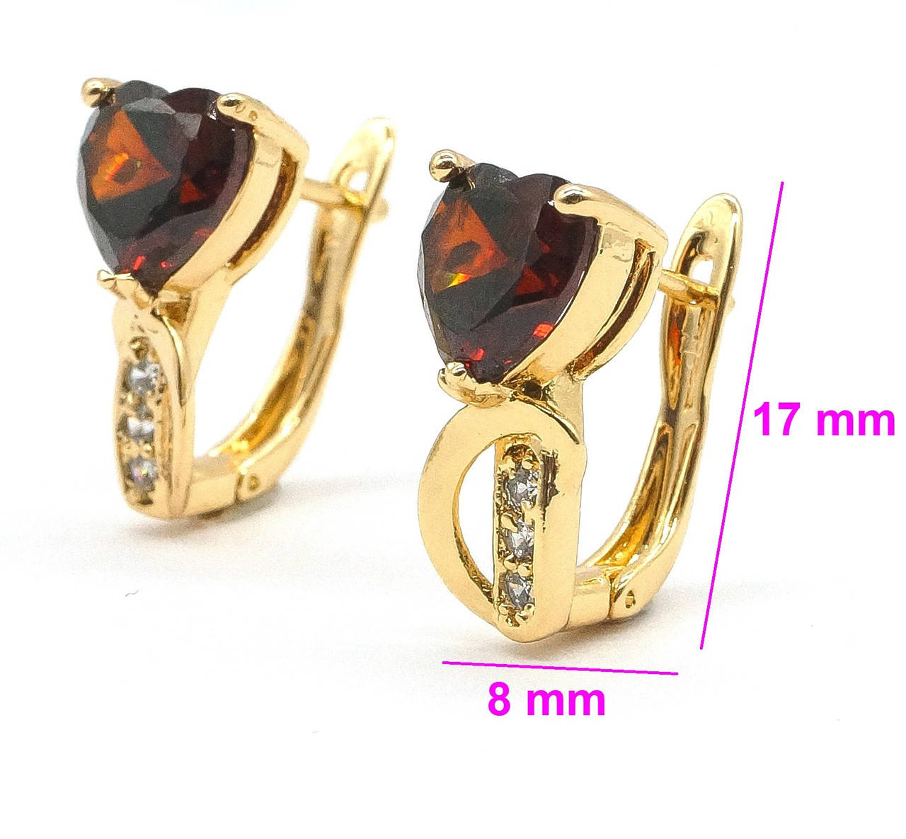 

Серьги позолота Xuping, Сердце, красный цирконий, англ.замок, 18К
