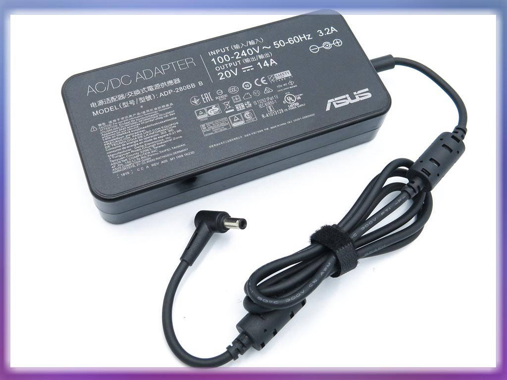 

Блок питания для ASUS 20V 14A 280W (6.0*3.7) ADP-280 BB B ORIGINAL. Для ASUS ROG G703GL, MSI GP56, GP65, GE66,