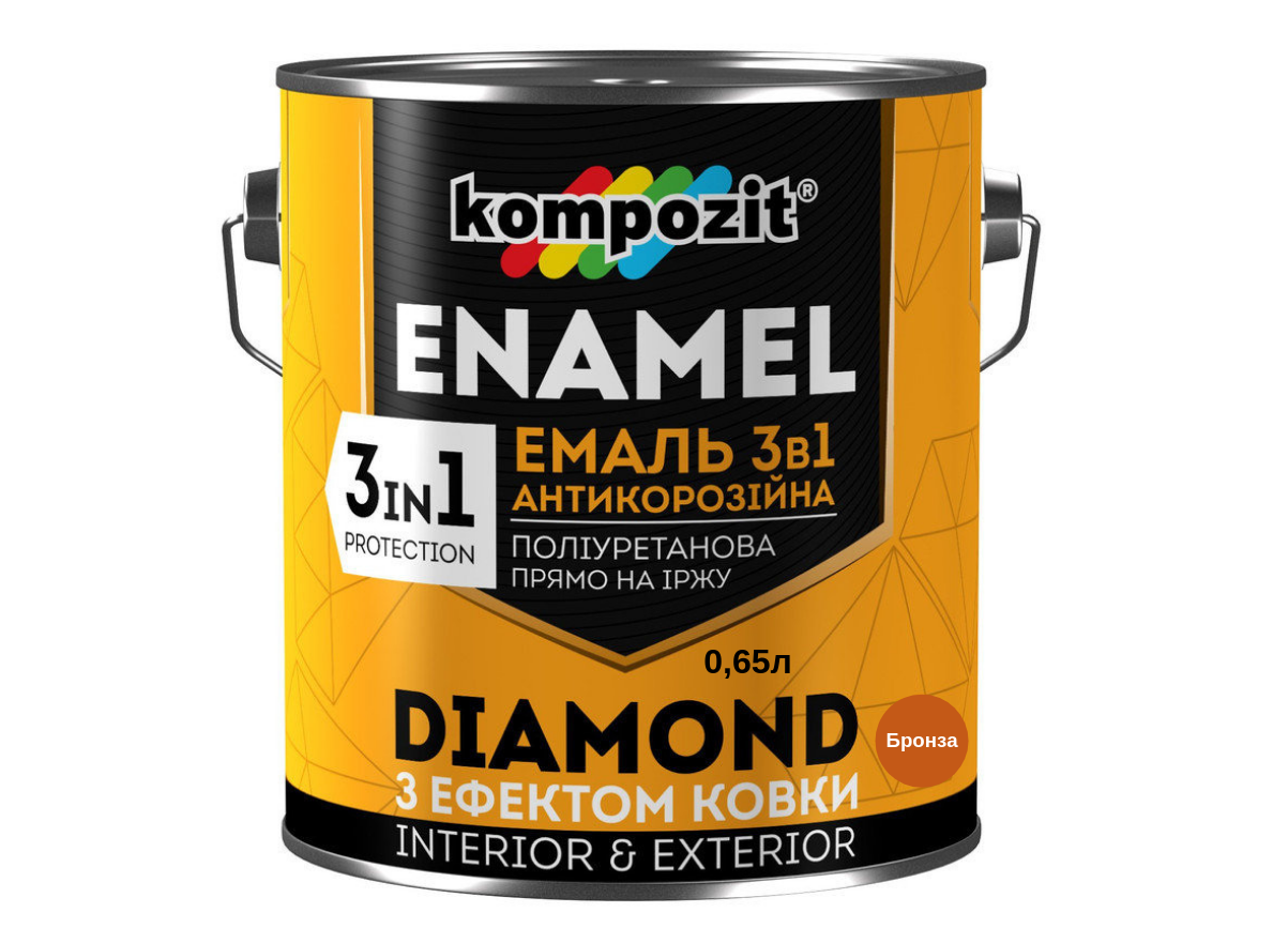 

Эмаль антикоррозионная Kompozit Diamond 3 в 1 бронза 0.65л