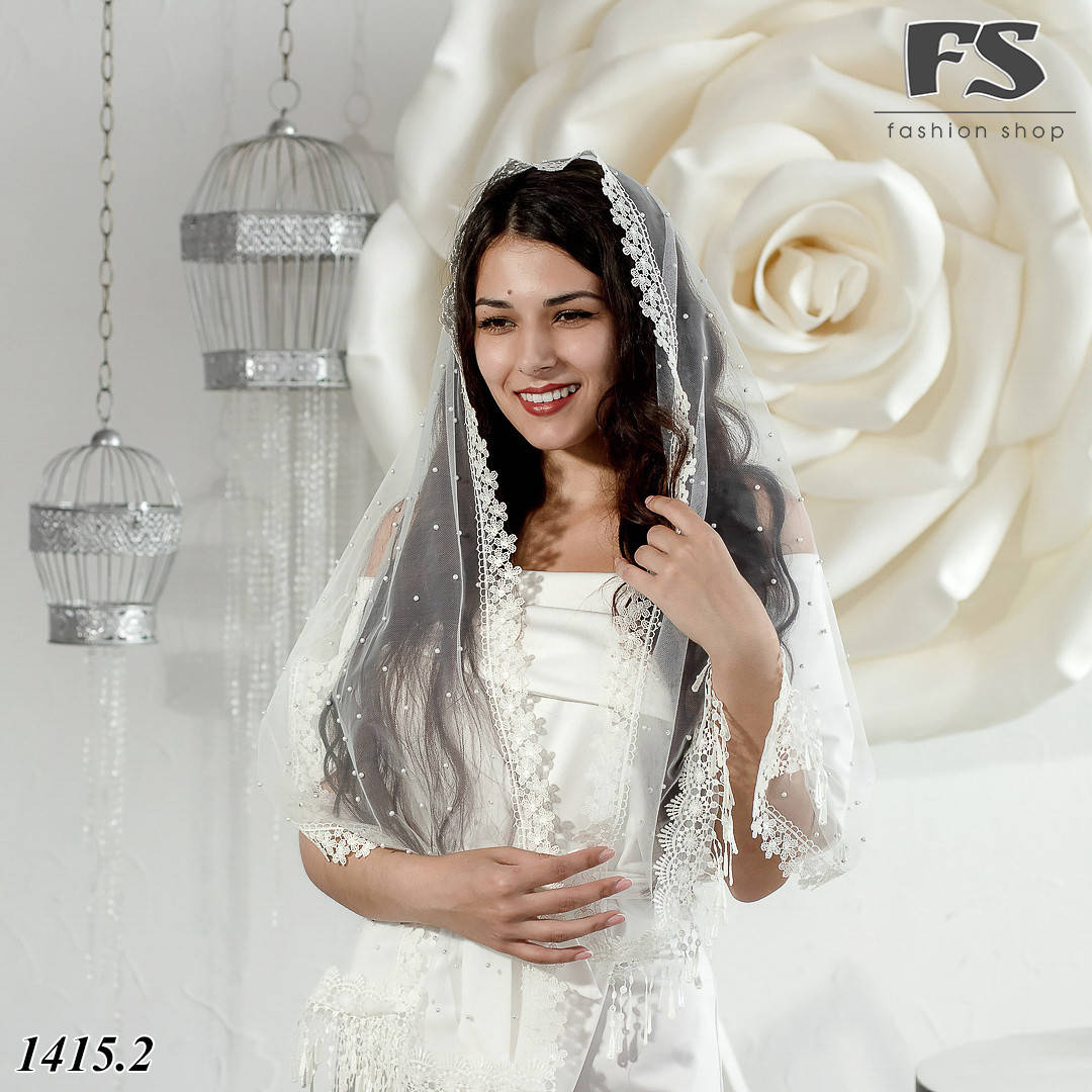 

Современный палантин с жемчугом в церковь Мальвина, Белый