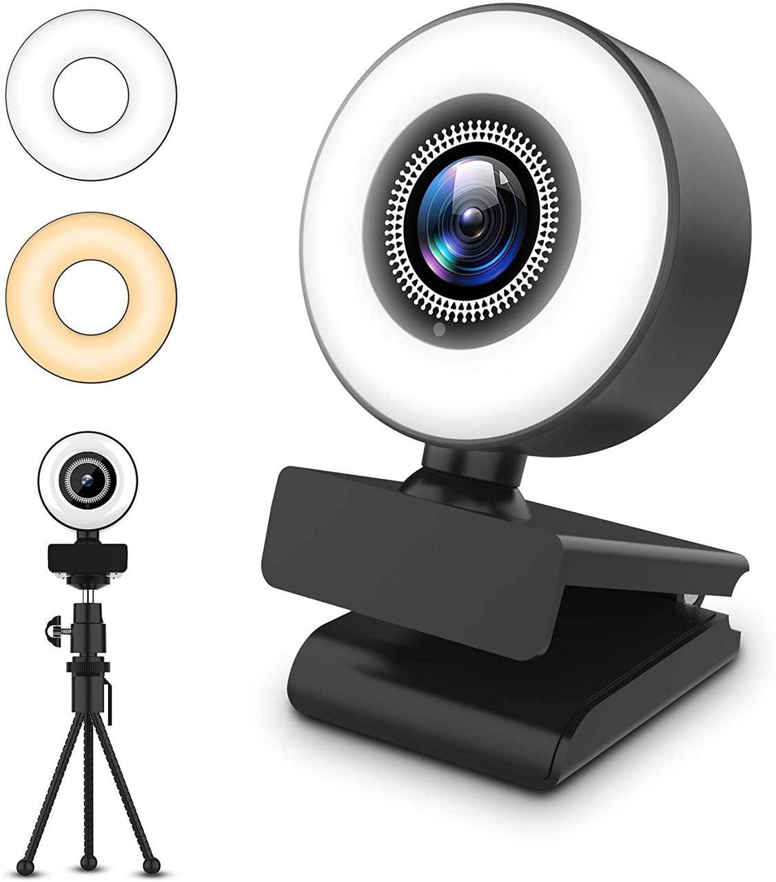 

Веб-камера HD ITSHINY 1080P с кольцевой подсветкой и двойным микрофоном, Черный