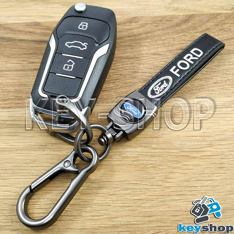

Брелок ключа Ford (Форд) кожаный (черный) с карабином