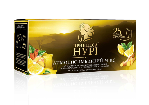 

Чай чёрный 1.5г*25 пакет, "Лимонно-Имбирный микс", ПРИНЦЕССА НУРИ