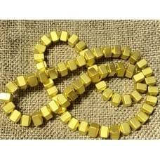 

Бусины Гематит матовый на нитке d-6х7мм 70шт(+-) цвет лимонное золото