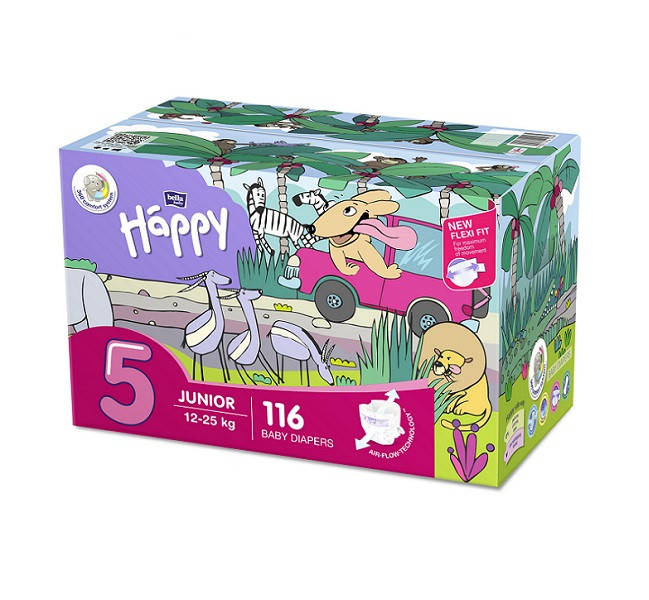 

Подгузники детские Bella Happy 5 Mega Pack (12-25 кг) 116 шт, Зелёный