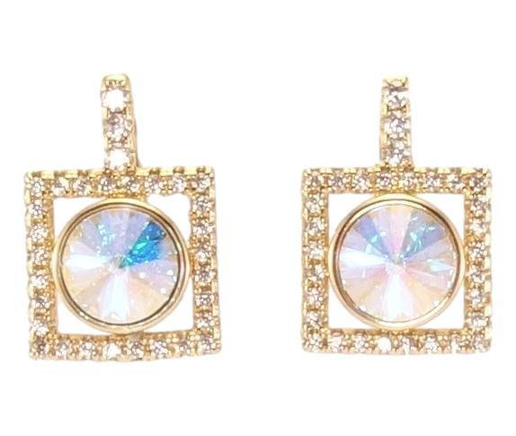 

Серьги Xuping Позолота 18K с кр-ми Swarovski английский замок "Кристалл АВ в квадратной оправе с цирконием"