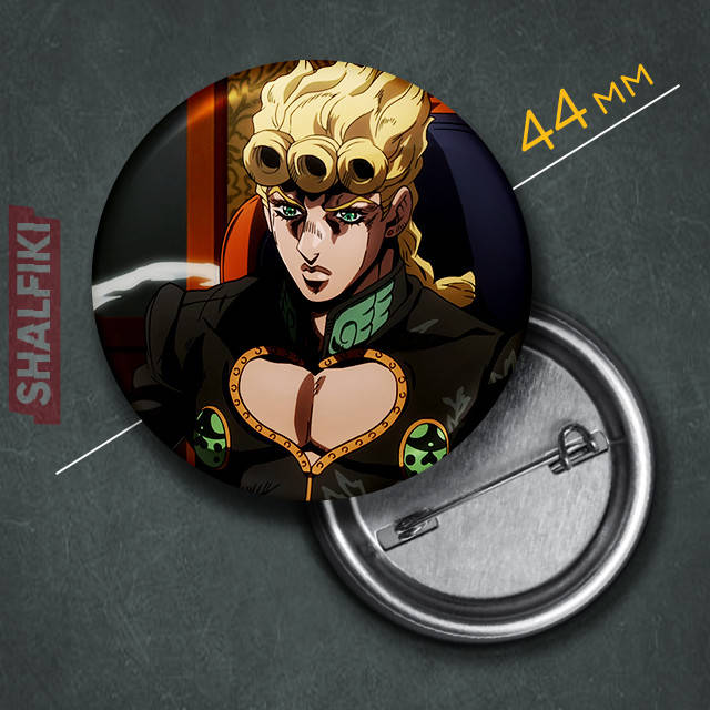 

"Джорно Джованна (Невероятные приключения ДжоДжо)" значок круглый на булавке Ø44 мм