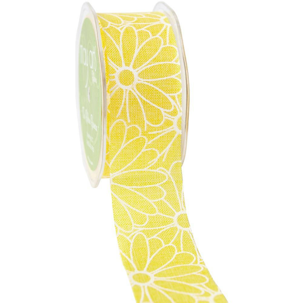 

Стрічка - May Arts - White Daisy Flower - Yellow - 3,8 см.